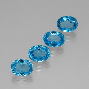 Gemas de topacio azul natural de  ct, corte óvalo, VVS