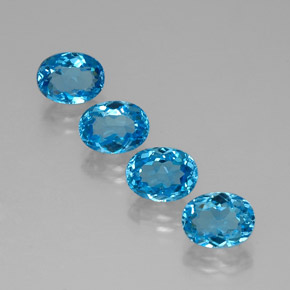 Gemas de topacio azul natural de  ct, corte óvalo, VVS