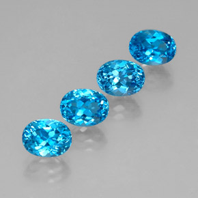 Gemas de topacio azul natural de  ct, corte óvalo, VVS