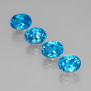 Gemas de topacio azul natural de  ct, corte óvalo, VVS