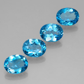 Gemas de topacio azul natural de  ct, corte óvalo, VVS