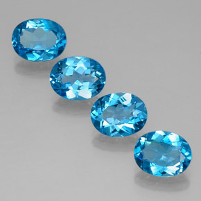 Gemas de topacio azul natural de  ct, corte óvalo, VVS