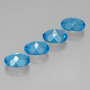 Gemas de topacio azul natural de  ct, corte óvalo, VVS