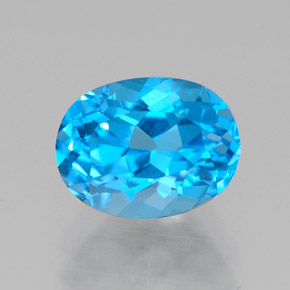 Topacio azul natural de 1,80 ct, corte óvalo, VVS