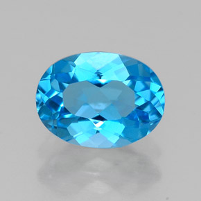 Topacio azul natural de 1,53 ct, corte óvalo, VVS