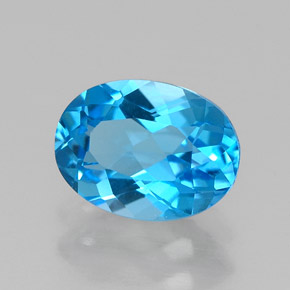 Topacio azul natural de 1,53 ct, corte óvalo, VVS