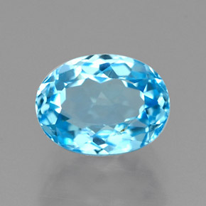 Topacio azul natural de 2,02 ct, corte óvalo, VVS