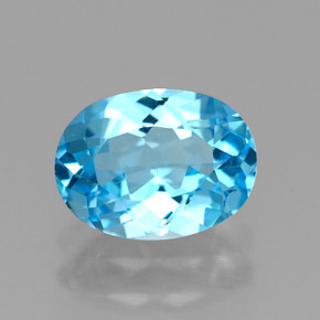 Topacio azul natural de 1,47 ct, corte óvalo, VVS