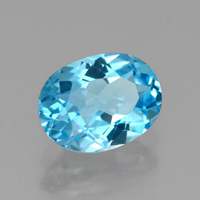 Topacio azul natural de 1,47 ct, corte óvalo, VVS