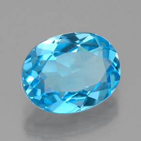 Topacio azul natural de 2,18 ct, corte óvalo, VVS