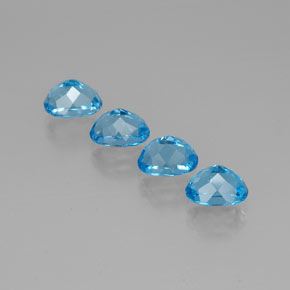 Gemas de topacio azul natural de  ct, corte óvalo, VVS