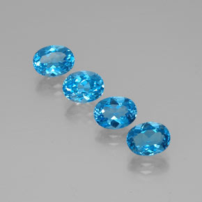Gemas de topacio azul natural de  ct, corte óvalo, VVS