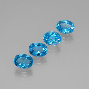 Gemas de topacio azul natural de  ct, corte óvalo, VVS