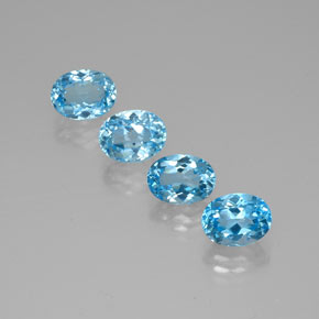 Gemas de topacio azul natural de  ct, corte óvalo, VVS