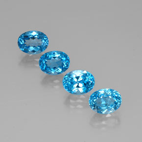 Gemas de topacio azul natural de  ct, corte óvalo, VVS