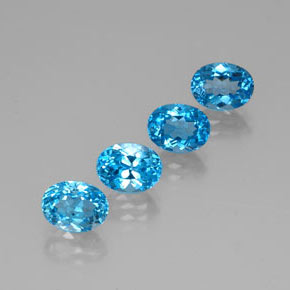 Gemas de topacio azul natural de  ct, corte óvalo, VVS
