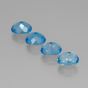 Gemas de topacio azul natural de  ct, corte óvalo, VVS