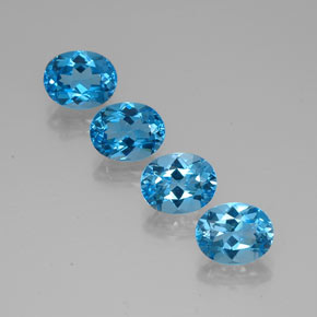 Gemas de topacio azul natural de  ct, corte óvalo, VVS