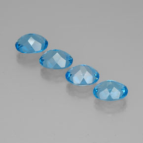 Gemas de topacio azul natural de  ct, corte óvalo, VVS
