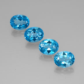 Gemas de topacio azul natural de  ct, corte óvalo, VVS