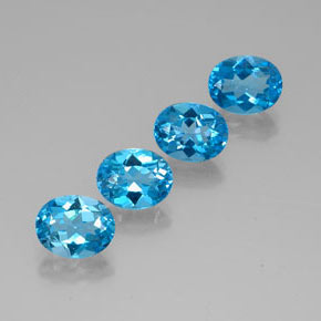 Gemas de topacio azul natural de  ct, corte óvalo, VVS