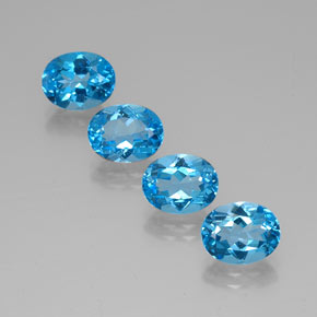 Gemas de topacio azul natural de  ct, corte óvalo, VVS