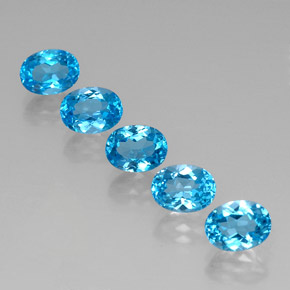 Gemas de topacio azul natural de  ct, corte óvalo, VVS
