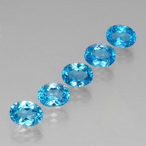 Gemas de topacio azul natural de  ct, corte óvalo, VVS