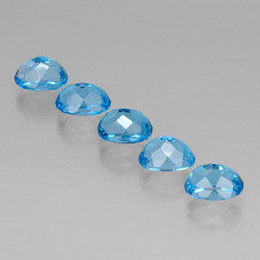 Gemas de topacio azul natural de  ct, corte óvalo, VVS