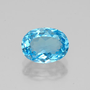Topacio azul natural de 1,62 ct, corte óvalo, VVS