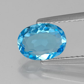 Topacio azul natural de 1,36 ct, corte óvalo, VVS