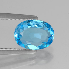 Topacio azul natural de 1,36 ct, corte óvalo, VVS