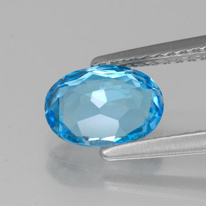 Topacio azul natural de 1,36 ct, corte óvalo, VVS