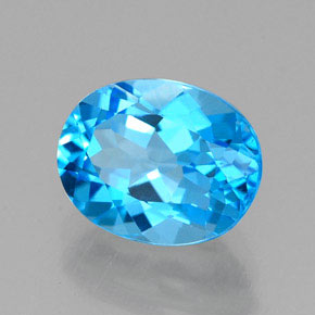 Topacio azul natural de 2,46 ct, corte óvalo, VVS