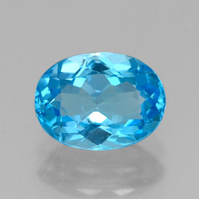 Topacio azul natural de 1,69 ct, corte óvalo, VS