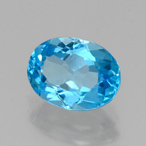 Topacio azul natural de 1,69 ct, corte óvalo, VS
