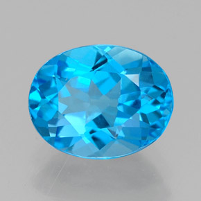 Topacio azul natural de 2,25 ct, corte óvalo, VVS