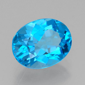Topacio azul natural de 2,25 ct, corte óvalo, VVS