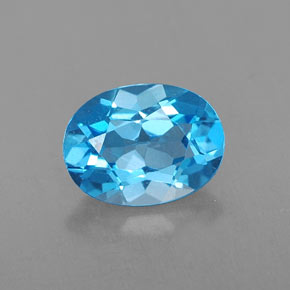 Topacio azul natural de 1,64 ct, corte óvalo, VVS