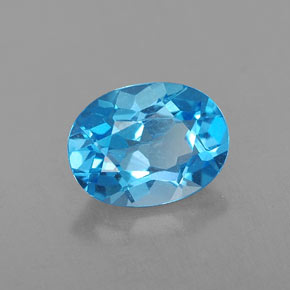 Topacio azul natural de 1,64 ct, corte óvalo, VVS