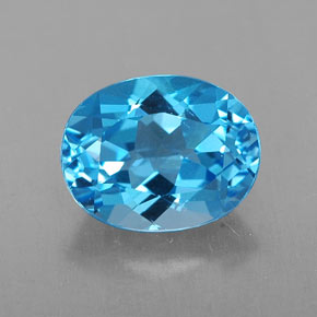 Topacio azul natural de 2,54 ct, corte óvalo, VVS
