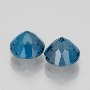Gemas de topacio azul natural de  ct, corte redondo, VVS