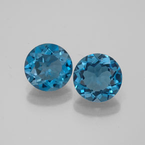 Gemas de topacio azul natural de  ct, corte redondo, VVS