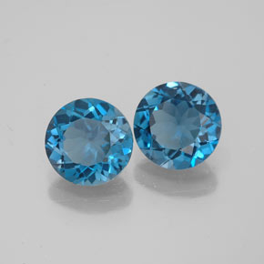 Gemas de topacio azul natural de  ct, corte redondo, VVS