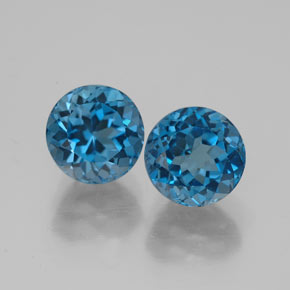 Gemas de topacio azul natural de  ct, corte redondo, VVS