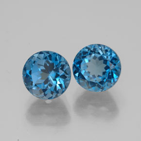 Gemas de topacio azul natural de  ct, corte redondo, VVS