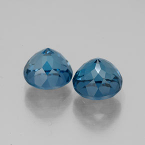 Gemas de topacio azul natural de  ct, corte redondo, VVS