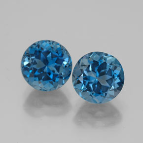 Gemas de topacio azul natural de  ct, corte redondo, VVS-VS