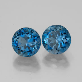 Gemas de topacio azul natural de  ct, corte redondo, VVS-VS