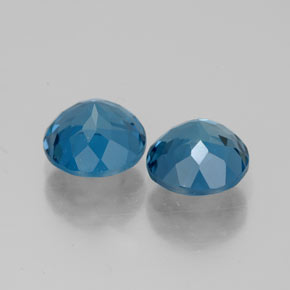 Gemas de topacio azul natural de  ct, corte redondo, VVS